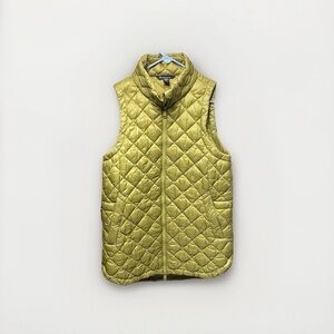 Athleta Whisper Featherless Puffer Vest Waist Olive Green S Small Quilted Warm